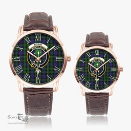 Scottish Mowat Family Crest Quartz Watch With Leather Strap - Tartan Watch Instafamous Quartz Leather Strap Plaid Watch Scottish Plaid Tartan Plaid - ScotsTee - scotstee.com