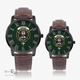 Scottish Menzies Green Family Crest Quartz Watch With Leather Strap - Tartan Watch Instafamous Quartz Leather Strap Plaid Watch Scottish Plaid Tartan Plaid - ScotsTee - scotstee.com