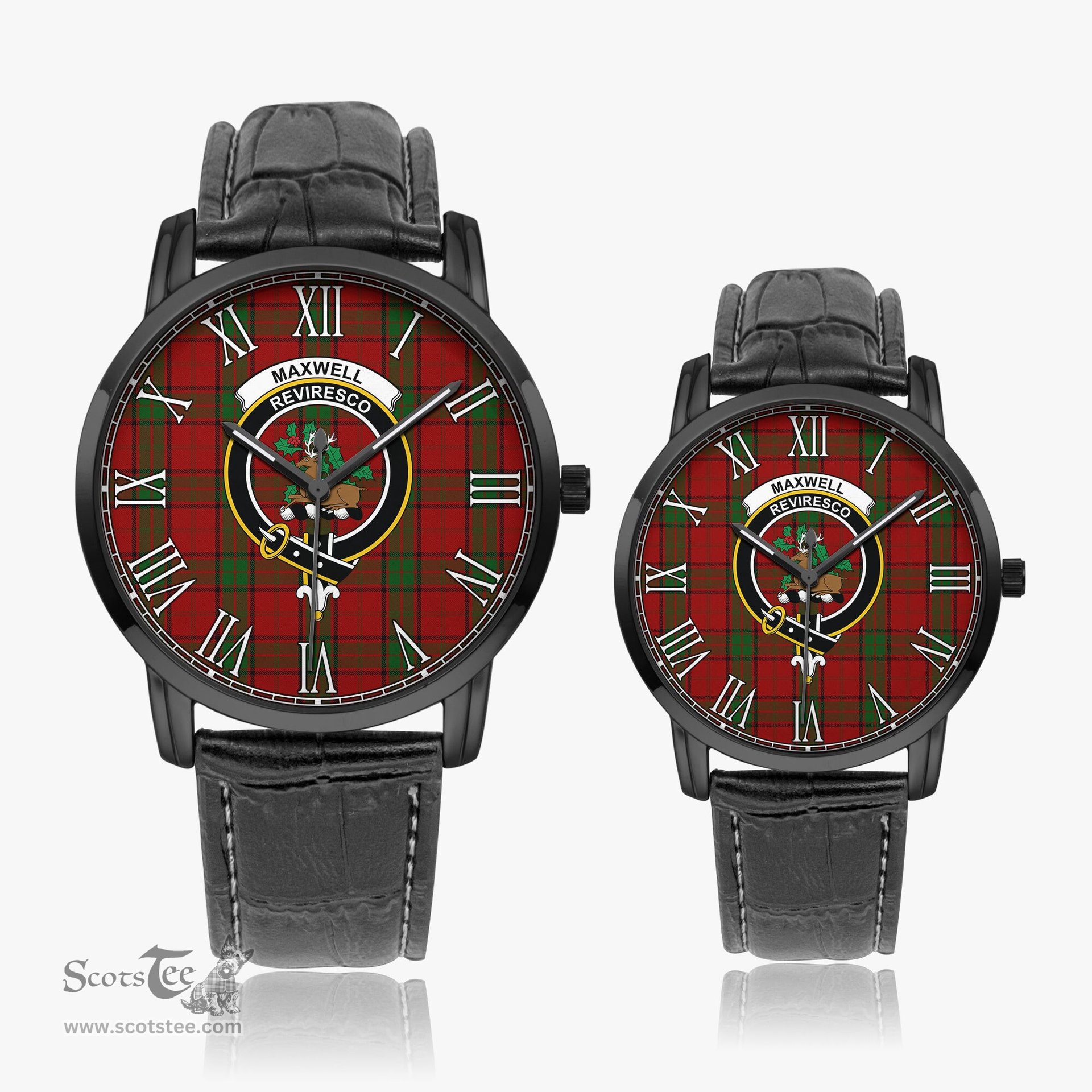 Scottish Maxwell Family Crest Quartz Watch With Leather Strap - Tartan Watch Instafamous Quartz Leather Strap Plaid Watch Scottish Plaid Tartan Plaid - ScotsTee - scotstee.com