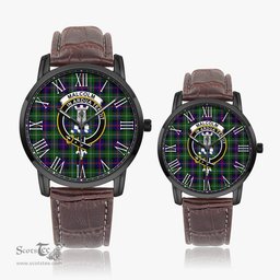 Scottish Malcolm Family Crest Quartz Watch With Leather Strap - Tartan Watch Instafamous Quartz Leather Strap Plaid Watch Scottish Plaid Tartan Plaid - ScotsTee - scotstee.com