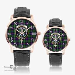 Scottish Malcolm Family Crest Quartz Watch With Leather Strap - Tartan Watch Instafamous Quartz Leather Strap Plaid Watch Scottish Plaid Tartan Plaid - ScotsTee - scotstee.com