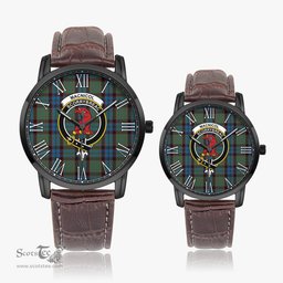 Scottish MacNicol Hunting Family Crest Quartz Watch With Leather Strap - Tartan Watch Instafamous Quartz Leather Strap Plaid Watch Scottish Plaid Tartan Plaid - ScotsTee - scotstee.com