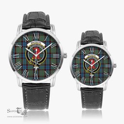 Scottish MacNicol Hunting Family Crest Quartz Watch With Leather Strap - Tartan Watch Instafamous Quartz Leather Strap Plaid Watch Scottish Plaid Tartan Plaid - ScotsTee - scotstee.com