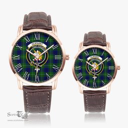 Scottish Oliphant Modern Family Crest Quartz Watch With Leather Strap - Tartan Watch Instafamous Quartz Leather Strap Plaid Watch Scottish Plaid Tartan Plaid - ScotsTee - scotstee.com