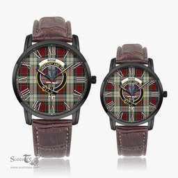 Scottish Rose White Dress Family Crest Quartz Watch With Leather Strap - Tartan Watch Instafamous Quartz Leather Strap Plaid Watch Scottish Plaid Tartan Plaid - ScotsTee - scotstee.com