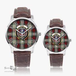Scottish Rose White Dress Family Crest Quartz Watch With Leather Strap - Tartan Watch Instafamous Quartz Leather Strap Plaid Watch Scottish Plaid Tartan Plaid - ScotsTee - scotstee.com