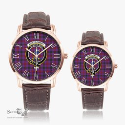 Scottish Montgomery Modern Family Crest Quartz Watch With Leather Strap - Tartan Watch Instafamous Quartz Leather Strap Plaid Watch Scottish Plaid Tartan Plaid - ScotsTee - scotstee.com