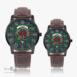 Scottish Young Modern Family Crest Quartz Watch With Leather Strap - Tartan Watch Instafamous Quartz Leather Strap Plaid Watch Scottish Plaid Tartan Plaid - ScotsTee - scotstee.com