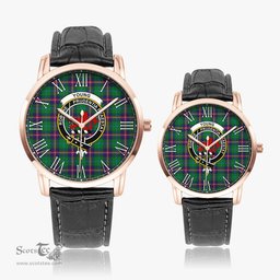 Scottish Young Modern Family Crest Quartz Watch With Leather Strap - Tartan Watch Instafamous Quartz Leather Strap Plaid Watch Scottish Plaid Tartan Plaid - ScotsTee - scotstee.com