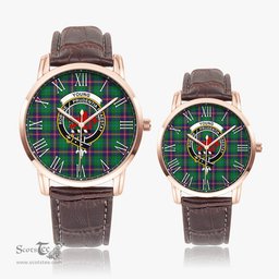 Scottish Young Modern Family Crest Quartz Watch With Leather Strap - Tartan Watch Instafamous Quartz Leather Strap Plaid Watch Scottish Plaid Tartan Plaid - ScotsTee - scotstee.com