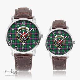 Scottish Young Modern Family Crest Quartz Watch With Leather Strap - Tartan Watch Instafamous Quartz Leather Strap Plaid Watch Scottish Plaid Tartan Plaid - ScotsTee - scotstee.com