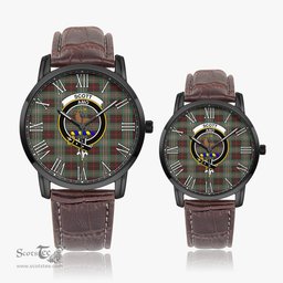 Scottish Scott Brown Ancient Family Crest Quartz Watch With Leather Strap - Tartan Watch Instafamous Quartz Leather Strap Plaid Watch Scottish Plaid Tartan Plaid - ScotsTee - scotstee.com
