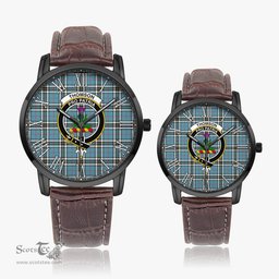 Scottish Thomson Family Crest Quartz Watch With Leather Strap - Tartan Watch Instafamous Quartz Leather Strap Plaid Watch Scottish Plaid Tartan Plaid - ScotsTee - scotstee.com