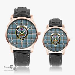 Scottish Thomson Family Crest Quartz Watch With Leather Strap - Tartan Watch Instafamous Quartz Leather Strap Plaid Watch Scottish Plaid Tartan Plaid - ScotsTee - scotstee.com