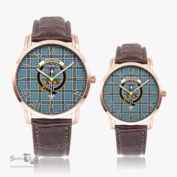 Scottish Thomson Family Crest Quartz Watch With Leather Strap - Tartan Watch Instafamous Quartz Leather Strap Plaid Watch Scottish Plaid Tartan Plaid - ScotsTee - scotstee.com