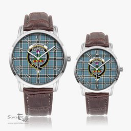 Scottish Thomson Family Crest Quartz Watch With Leather Strap - Tartan Watch Instafamous Quartz Leather Strap Plaid Watch Scottish Plaid Tartan Plaid - ScotsTee - scotstee.com