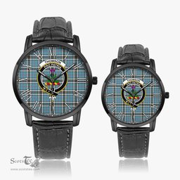 Scottish Thomson Family Crest Quartz Watch With Leather Strap - Tartan Watch Instafamous Quartz Leather Strap Plaid Watch Scottish Plaid Tartan Plaid - ScotsTee - scotstee.com