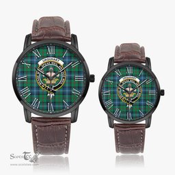 Scottish Urquhart Ancient Family Crest Quartz Watch With Leather Strap - Tartan Watch Instafamous Quartz Leather Strap Plaid Watch Scottish Plaid Tartan Plaid - ScotsTee - scotstee.com