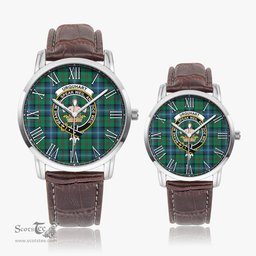 Scottish Urquhart Ancient Family Crest Quartz Watch With Leather Strap - Tartan Watch Instafamous Quartz Leather Strap Plaid Watch Scottish Plaid Tartan Plaid - ScotsTee - scotstee.com