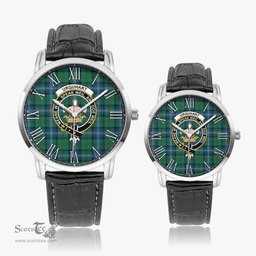 Scottish Urquhart Ancient Family Crest Quartz Watch With Leather Strap - Tartan Watch Instafamous Quartz Leather Strap Plaid Watch Scottish Plaid Tartan Plaid - ScotsTee - scotstee.com