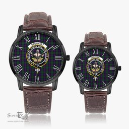 Scottish Urquhart Family Crest Quartz Watch With Leather Strap - Tartan Watch Instafamous Quartz Leather Strap Plaid Watch Scottish Plaid Tartan Plaid - ScotsTee - scotstee.com