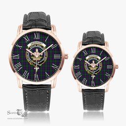 Scottish Urquhart Family Crest Quartz Watch With Leather Strap - Tartan Watch Instafamous Quartz Leather Strap Plaid Watch Scottish Plaid Tartan Plaid - ScotsTee - scotstee.com