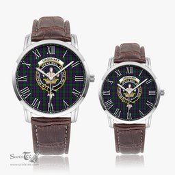 Scottish Urquhart Family Crest Quartz Watch With Leather Strap - Tartan Watch Instafamous Quartz Leather Strap Plaid Watch Scottish Plaid Tartan Plaid - ScotsTee - scotstee.com