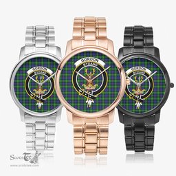Scottish Gordon Modern Watch Tartan Crest Folding Clasp Classic Plaid Watch Scottish Plaid Tartan Plaid - ScotsTee - scotstee.com