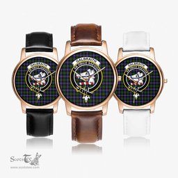 Scottish Galbraith Modern Watch Tartan Crest Leather Strap Classic Plaid Watch Scottish Plaid Tartan Plaid - ScotsTee - scotstee.com