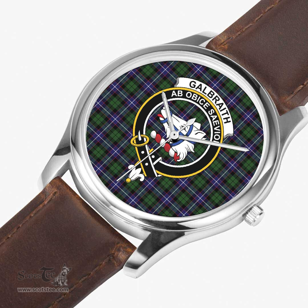 Scottish Galbraith Modern Watch Tartan Crest Leather Strap Classic Plaid Watch Scottish Plaid Tartan Plaid - ScotsTee - scotstee.com