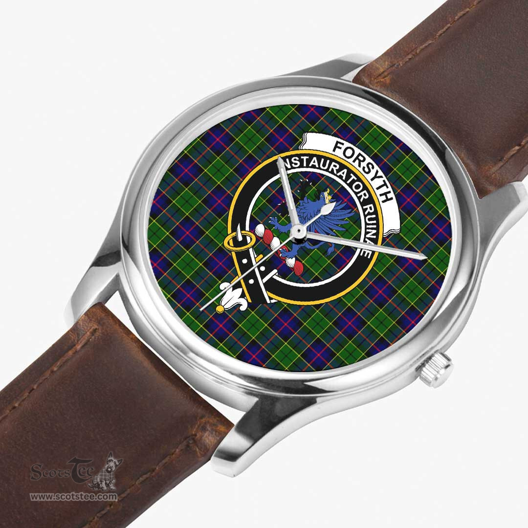 Scottish Forsyth Modern Watch Tartan Crest Leather Strap Classic Plaid Watch Scottish Plaid Tartan Plaid - ScotsTee - scotstee.com