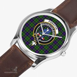 Scottish Forsyth Modern Watch Tartan Crest Leather Strap Classic Plaid Watch Scottish Plaid Tartan Plaid - ScotsTee - scotstee.com