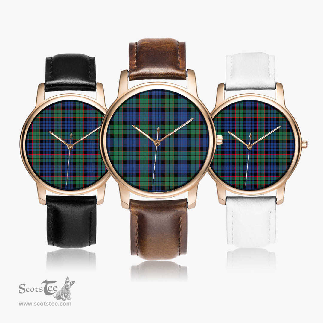 Scottish Fletcher Ancient Watch Tartan Leather Strap Classic Plaid Watch Scottish Plaid Tartan Plaid - ScotsTee - scotstee.com
