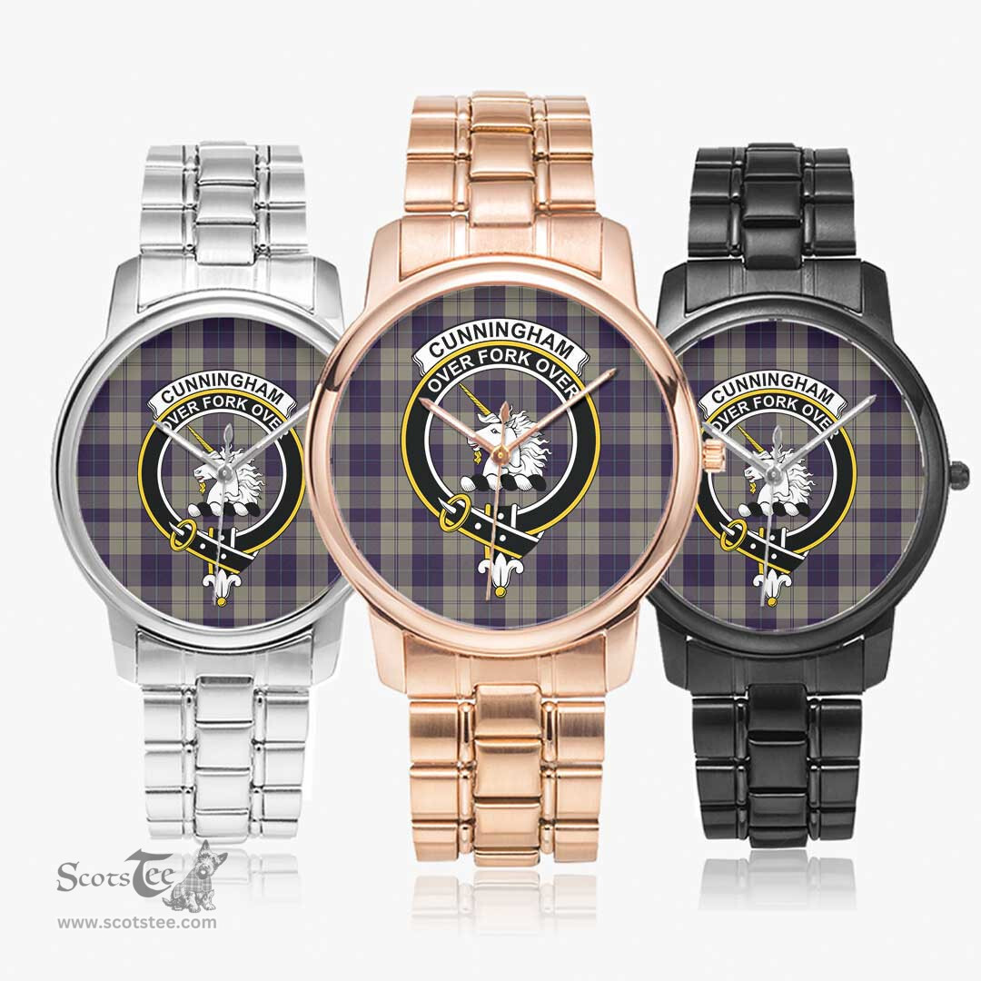 Scottish Cunningham Dress Blue Dancers Watch Tartan Crest Folding Clasp Classic Plaid Watch Scottish Plaid Tartan Plaid - ScotsTee - scotstee.com