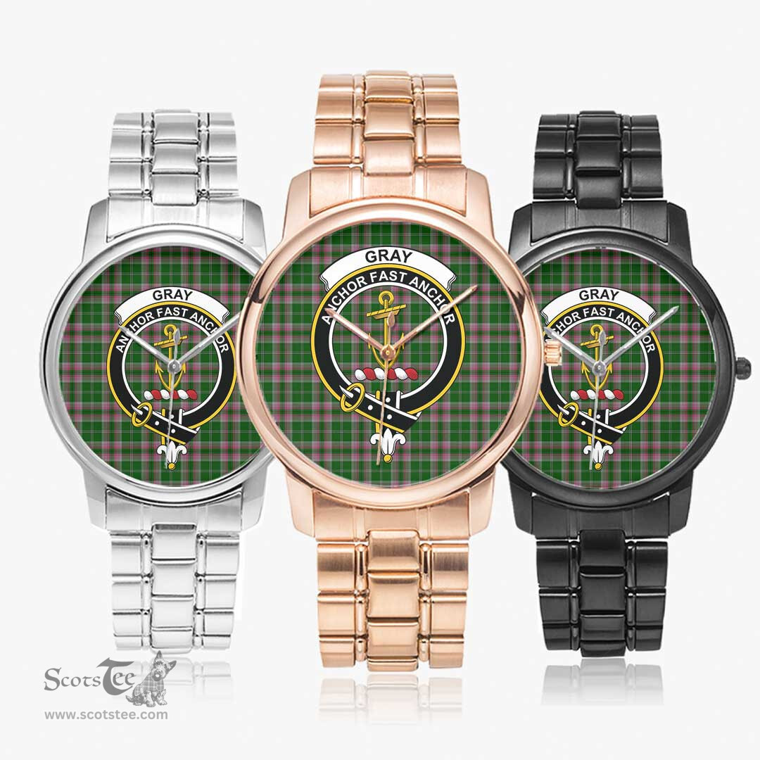 Scottish Gray Hunting Watch Tartan Crest Folding Clasp Classic Plaid Watch Scottish Plaid Tartan Plaid - ScotsTee - scotstee.com