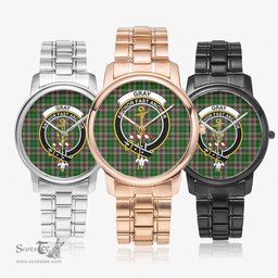 Scottish Gray Hunting Watch Tartan Crest Folding Clasp Classic Plaid Watch Scottish Plaid Tartan Plaid - ScotsTee - scotstee.com