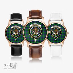 Scottish Graham of Menteith Modern Watch Tartan Crest Leather Strap Classic Plaid Watch Scottish Plaid Tartan Plaid - ScotsTee - scotstee.com