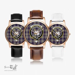 Scottish Cunningham Dress Blue Dancers Watch Tartan Crest Leather Strap Classic Plaid Watch Scottish Plaid Tartan Plaid - ScotsTee - scotstee.com