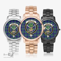 Scottish Hamilton Hunting Modern Watch Tartan Crest Folding Clasp Classic Plaid Watch Scottish Plaid Tartan Plaid - ScotsTee - scotstee.com