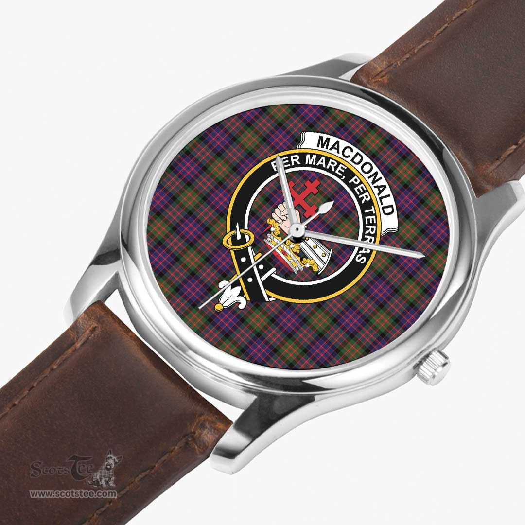 Scottish MacDonald of Clanranald Watch Tartan Crest Leather Strap Classic Plaid Watch Scottish Plaid Tartan Plaid - ScotsTee - scotstee.com
