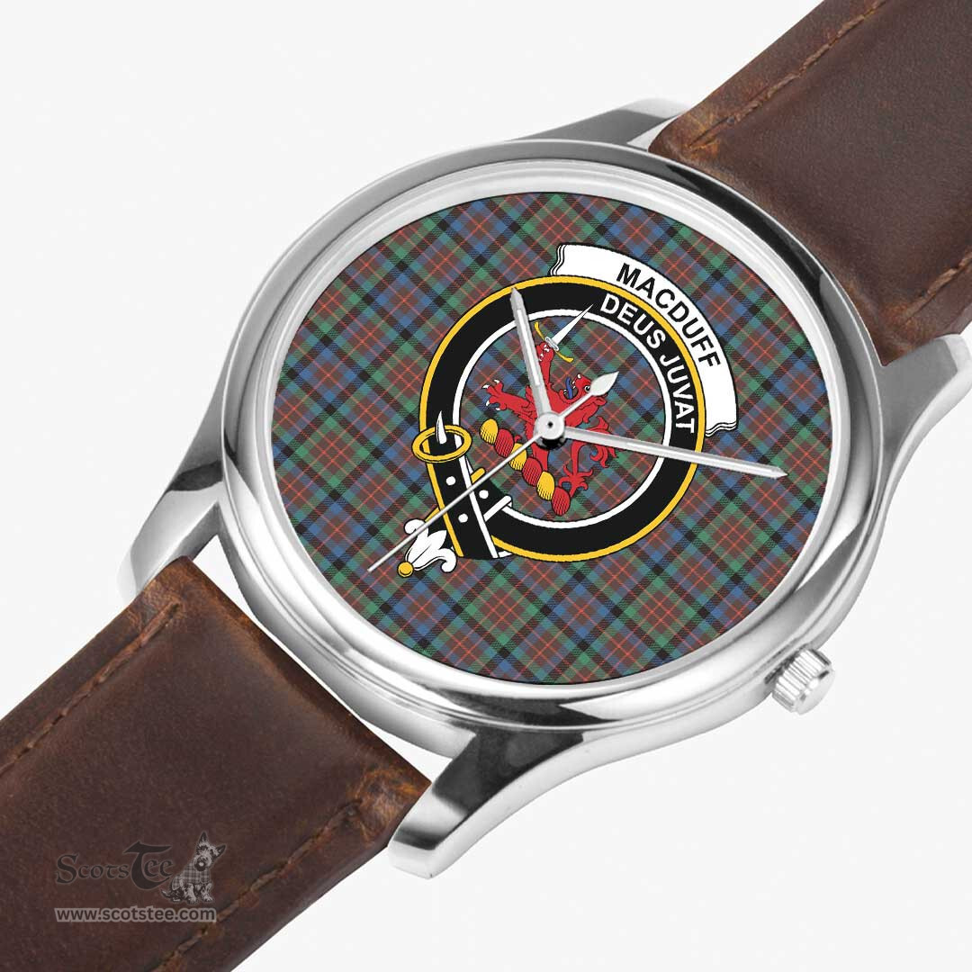 Scottish MacDuff Hunting Modern Watch Tartan Crest Leather Strap Classic Plaid Watch Scottish Plaid Tartan Plaid - ScotsTee - scotstee.com