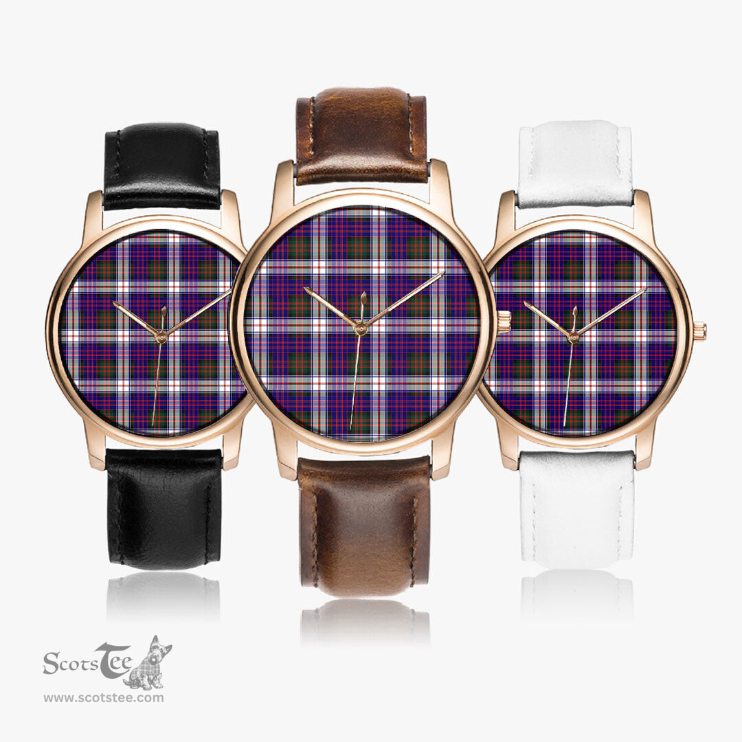 Scottish MacDonald Dress Modern Watch Tartan Leather Strap Classic Plaid Watch Scottish Plaid Tartan Plaid - ScotsTee - scotstee.com