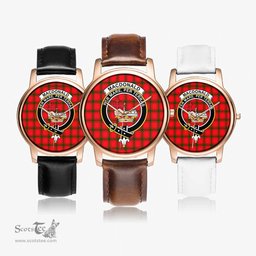 Scottish MacDonald of Sleat Watch Tartan Crest Leather Strap Classic Plaid Watch Scottish Plaid Tartan Plaid - ScotsTee - scotstee.com