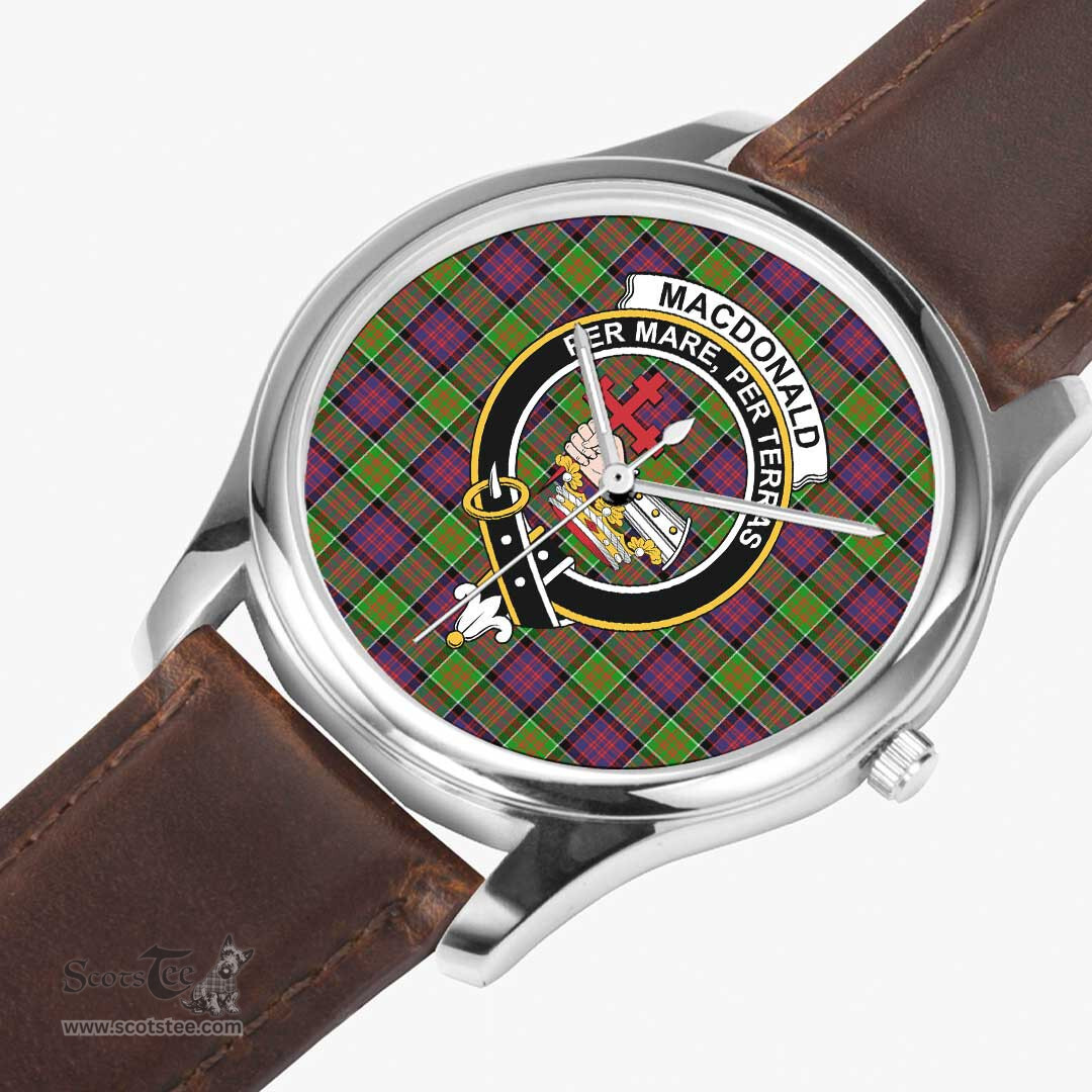Scottish MacDonald of Sleat Watch Tartan Crest Leather Strap Classic Plaid Watch Scottish Plaid Tartan Plaid - ScotsTee - scotstee.com