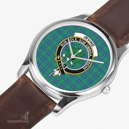 Scottish Jardine Watch Tartan Crest Leather Strap Classic Plaid Watch Scottish Plaid Tartan Plaid - ScotsTee - scotstee.com