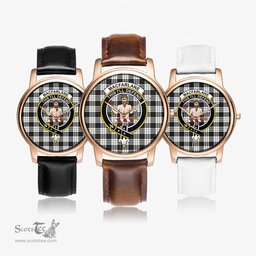 Scottish MacFarlane Black & White Ancient Watch Tartan Crest Leather Strap Classic Plaid Watch Scottish Plaid Tartan Plaid - ScotsTee - scotstee.com