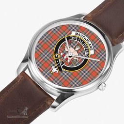 Scottish MacFarlane Black & White Ancient Watch Tartan Crest Leather Strap Classic Plaid Watch Scottish Plaid Tartan Plaid - ScotsTee - scotstee.com