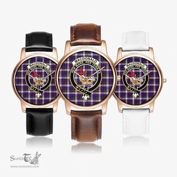 Scottish MacDonald Dress Modern Watch Tartan Crest Leather Strap Classic Plaid Watch Scottish Plaid Tartan Plaid - ScotsTee - scotstee.com