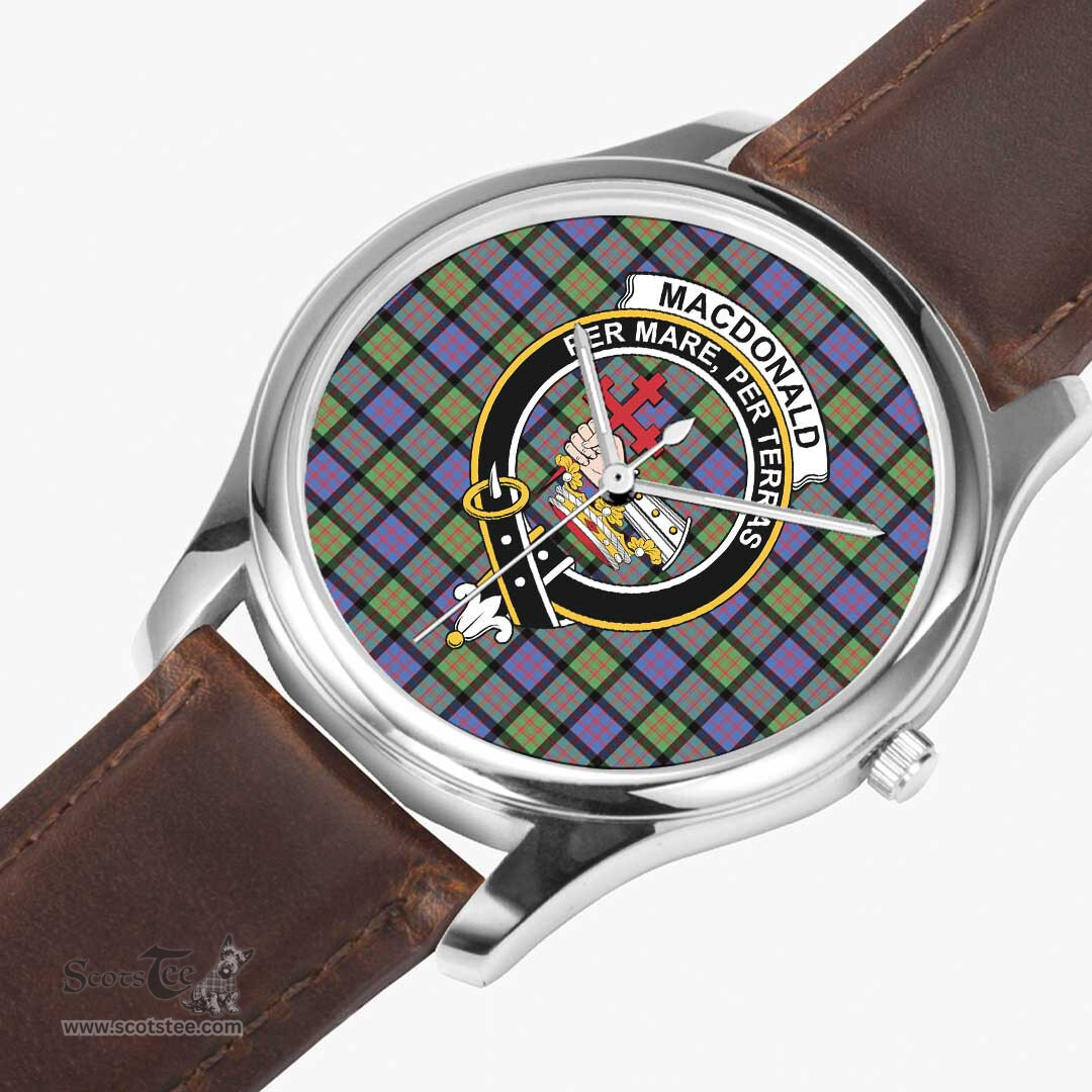 Scottish MacDonald Dress Modern Watch Tartan Crest Leather Strap Classic Plaid Watch Scottish Plaid Tartan Plaid - ScotsTee - scotstee.com