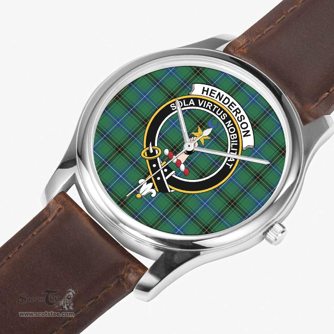 Scottish Henderson Modern Watch Tartan Crest Leather Strap Classic Plaid Watch Scottish Plaid Tartan Plaid - ScotsTee - scotstee.com